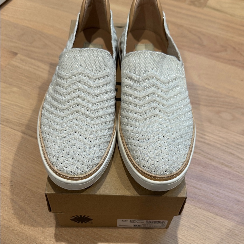 UGG Metallic Cream Chevron Slip-Ons